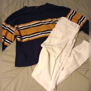 Yellow and blue long sleeve top